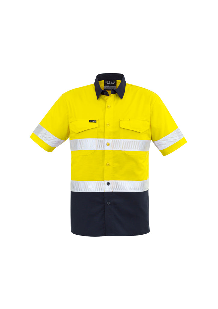 ZW835-Mens Rugged Cooling Taped Hi Vis Spliced S/S Shirt