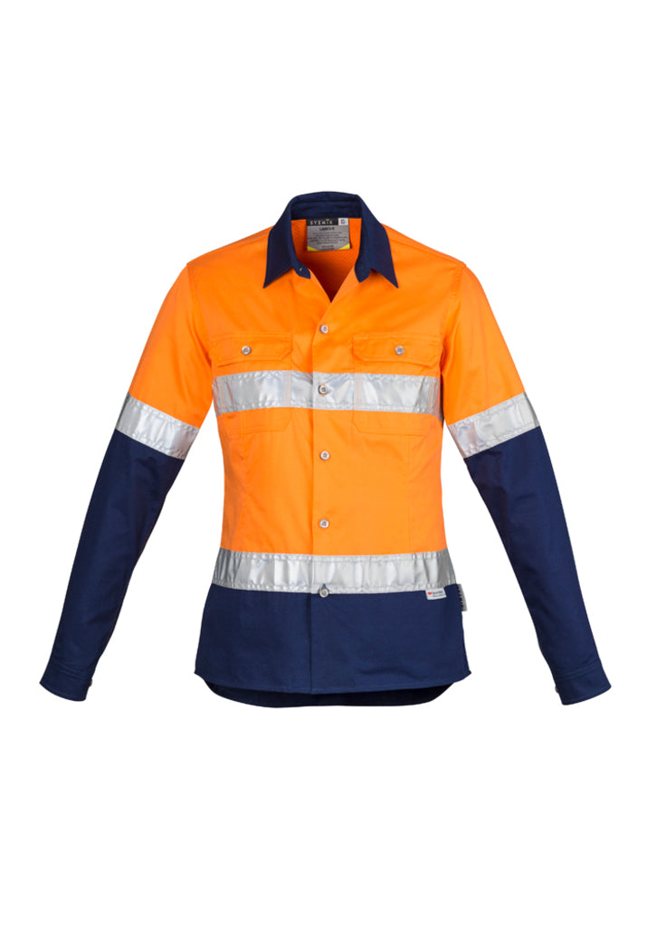 ZWL123-Womens Hi Vis Spliced Industrial Shirt - Hoop Taped