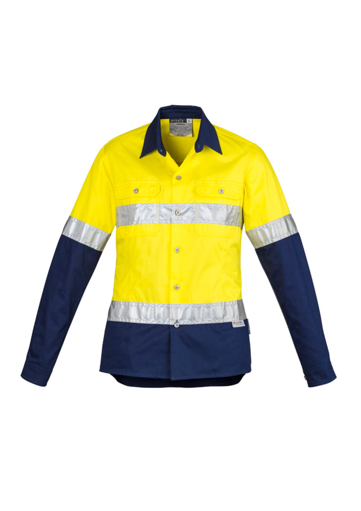 ZWL123-Womens Hi Vis Spliced Industrial Shirt - Hoop Taped