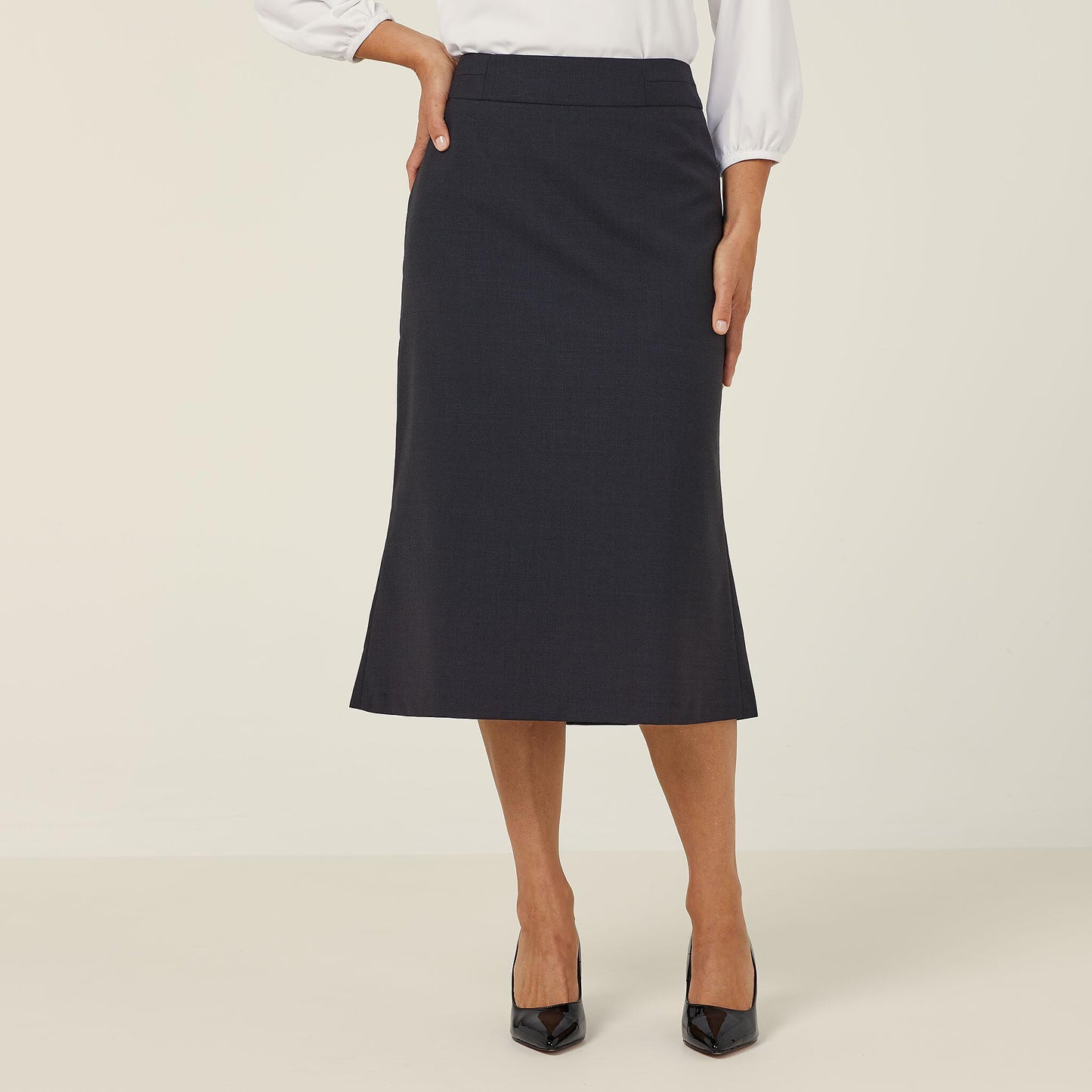 CAT2BW-STRETCH WOOL BLEND LONG LINE SKIRT