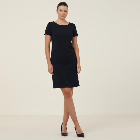 CAT62U-CREPE STRETCH SHORT SLEEVE DRESS