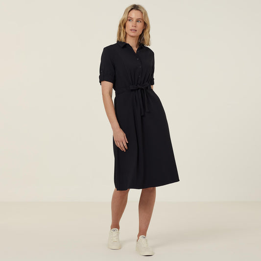 CAT67Y-HEAVY STRETCH GEORGETTE SHIRT DRESS