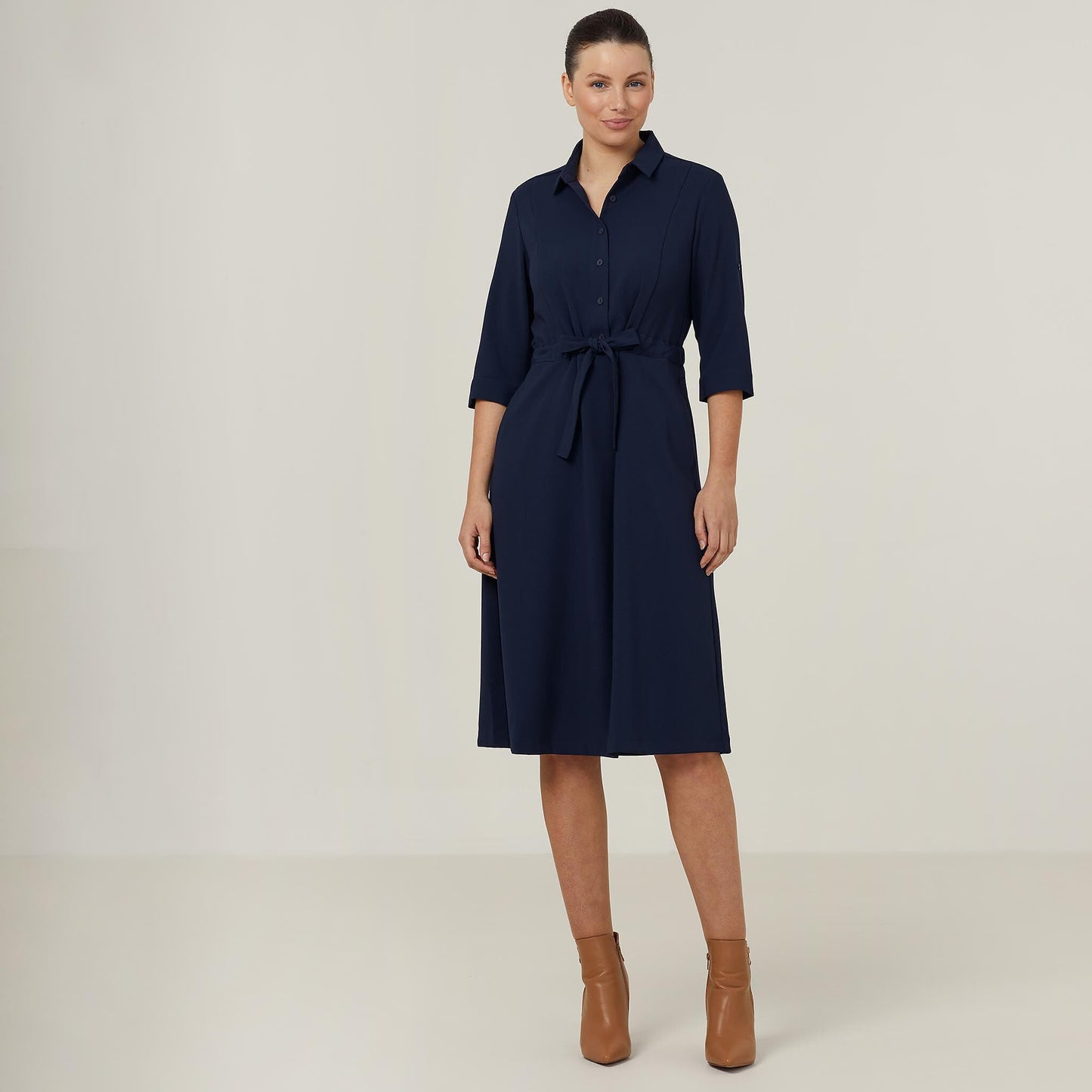 CAT67Y-HEAVY STRETCH GEORGETTE SHIRT DRESS