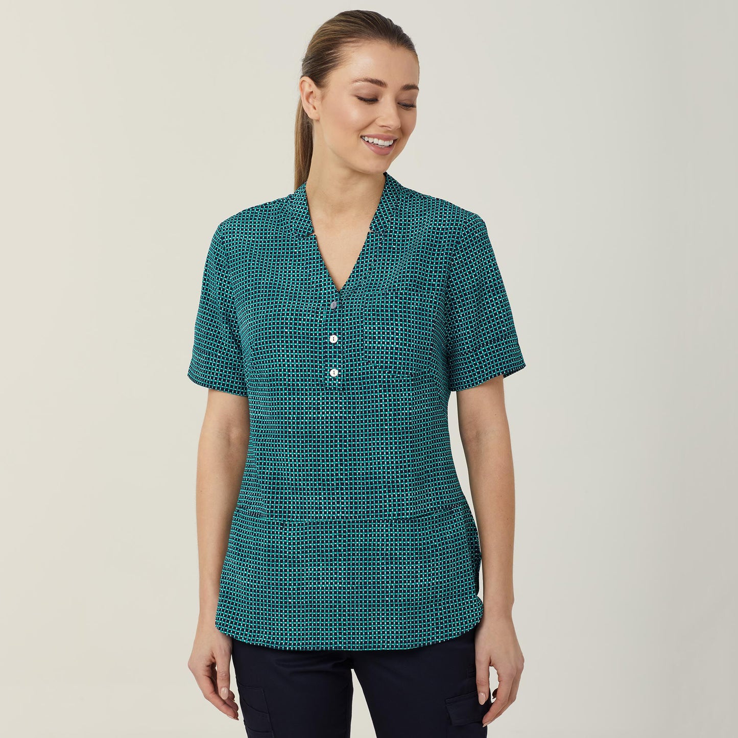 CAT9R9-PIXEL PRINT SHORT SLEEVE TUNIC