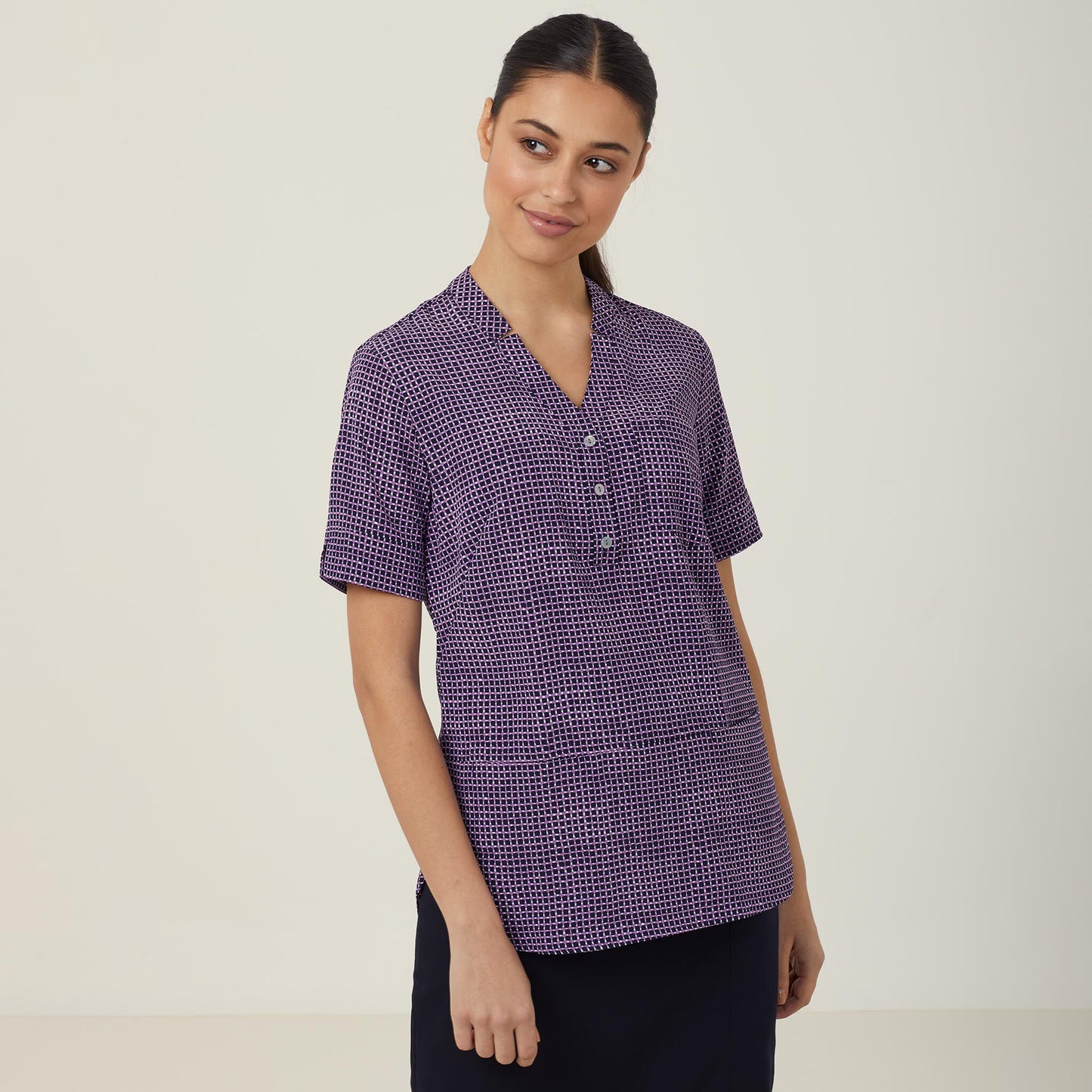 CAT9R9-PIXEL PRINT SHORT SLEEVE TUNIC