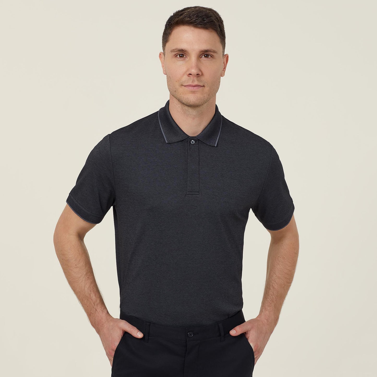 CATJA4-MEN'S TEXTURED COTTON POLY SHORT SLEEVE POLO