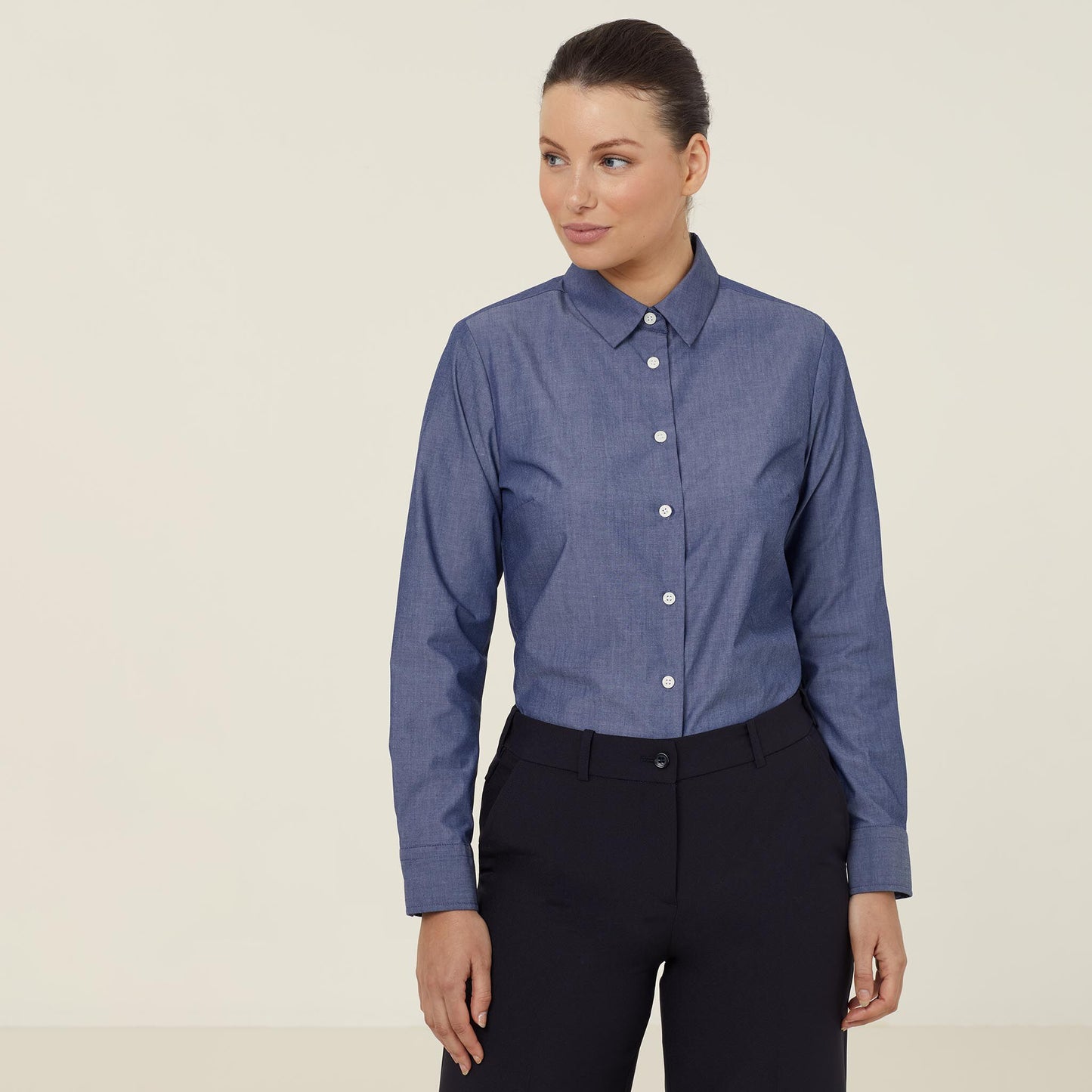 CATU69-WOMEN'S LONG SLEEVE CHAMBRAY SHIRT