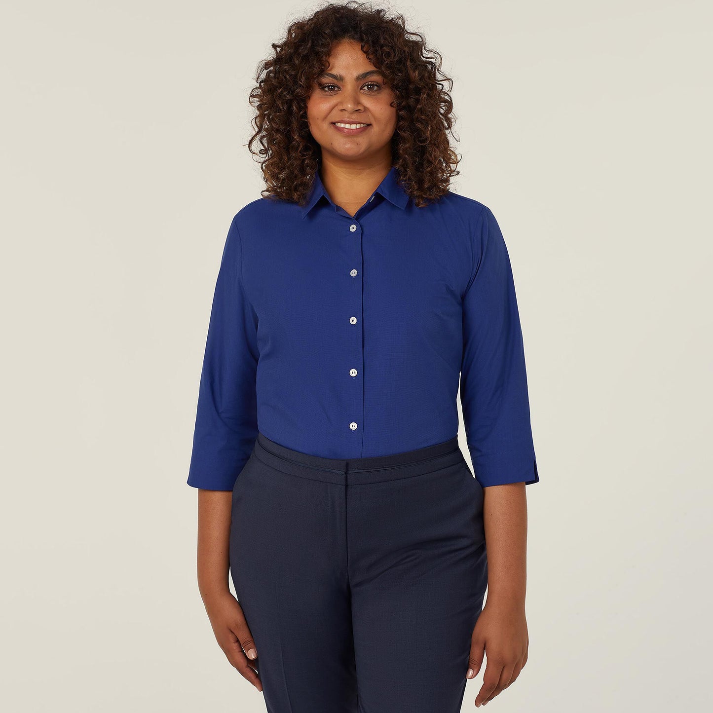 CATUDH-POLY COTTON END ON END 3/4 SLEEVE SHIR