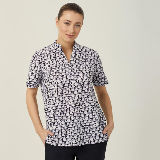 CATUHU-ANTIBACTERIAL PETAL PRINT SHORT SLEEVE TUNIC