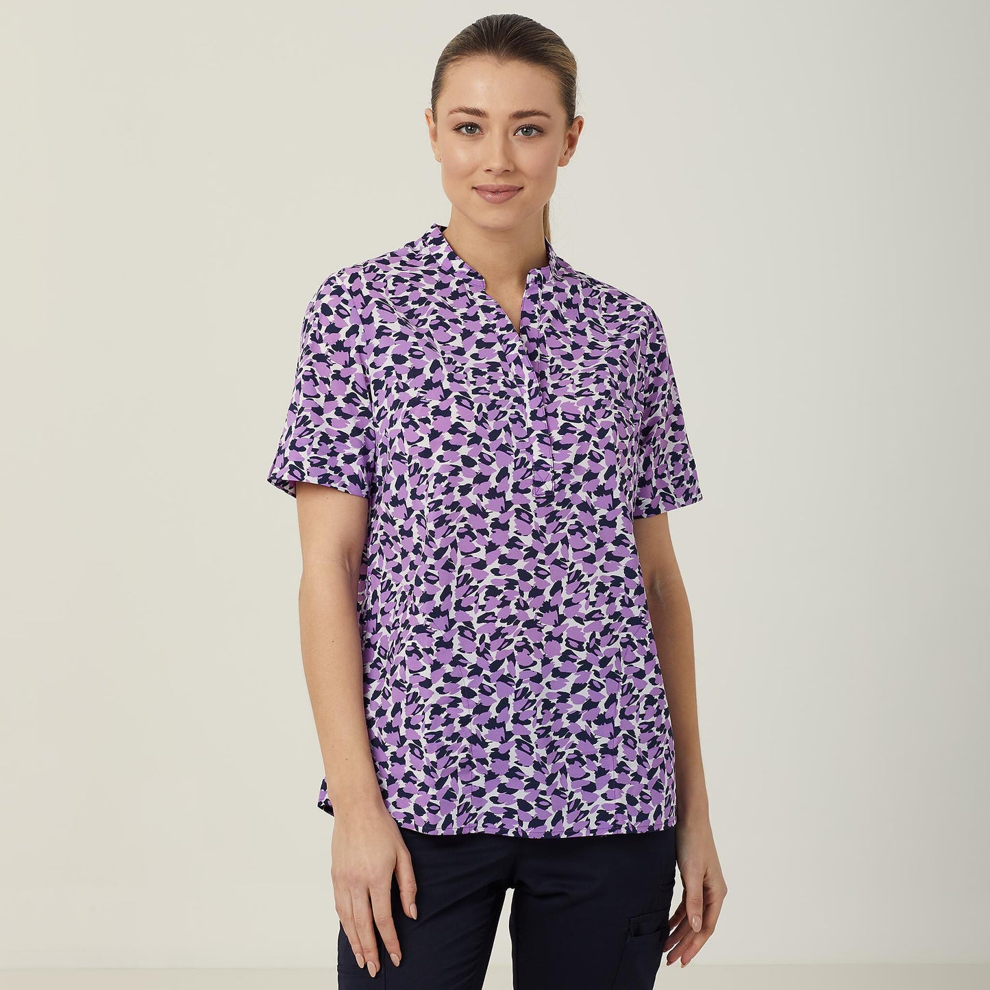 CATUHU-ANTIBACTERIAL PETAL PRINT SHORT SLEEVE TUNIC