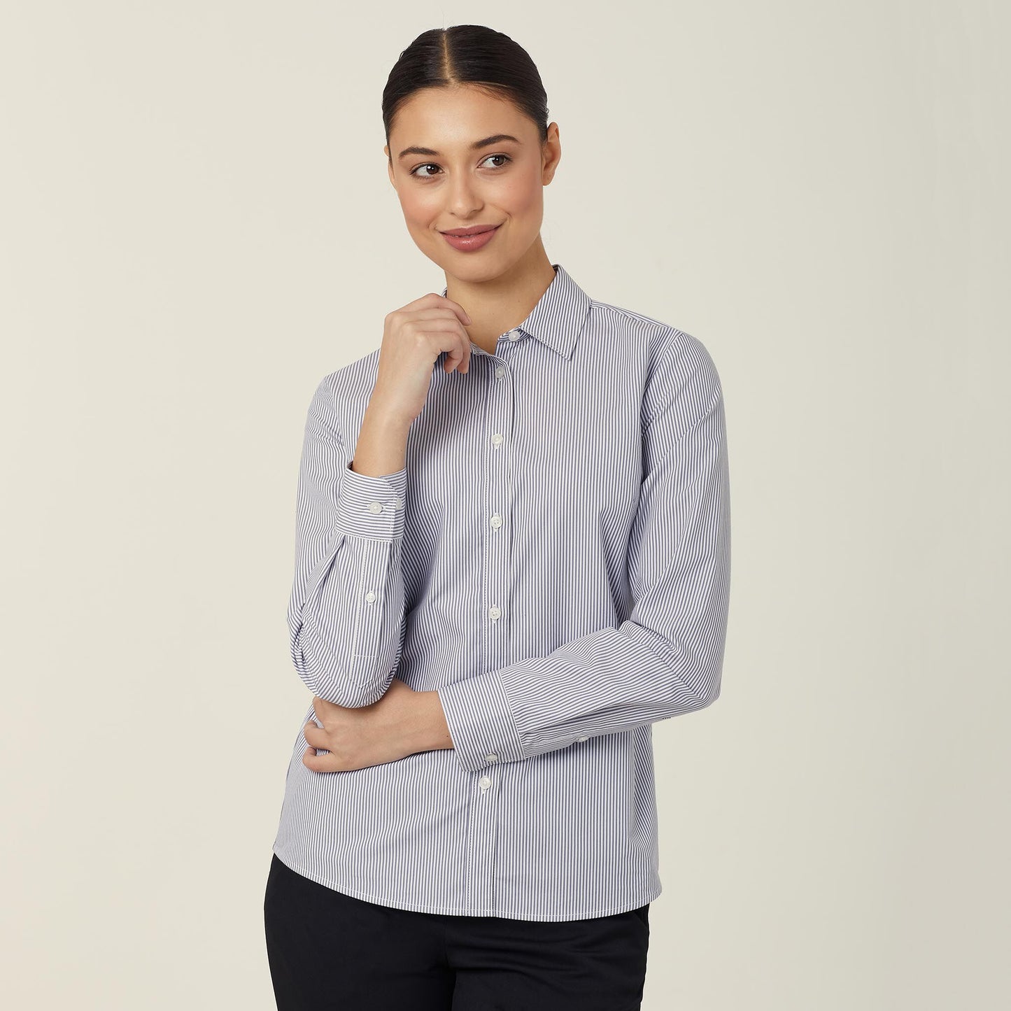 CATUKT-AVIGNON FINE BLOCK STRIPE STRETCH LONG SLEEVE SHIRT