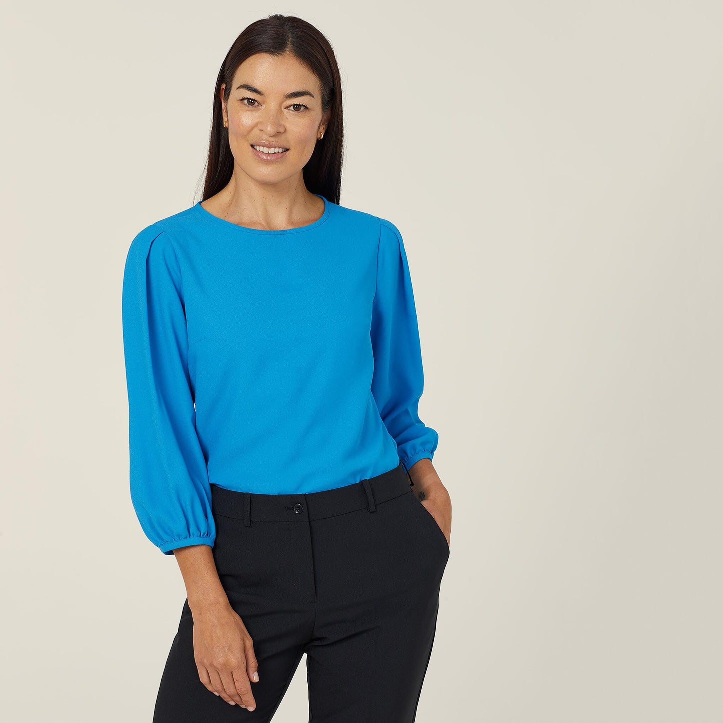 CATUPM-FRENCH GEORGETTE 3/4 SLEEVE TOP