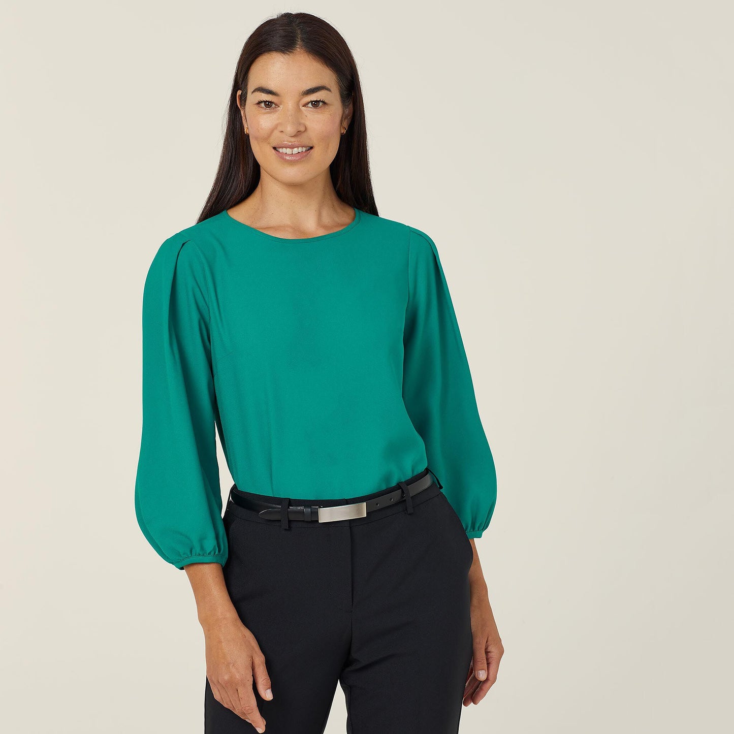 CATUPM-FRENCH GEORGETTE 3/4 SLEEVE TOP