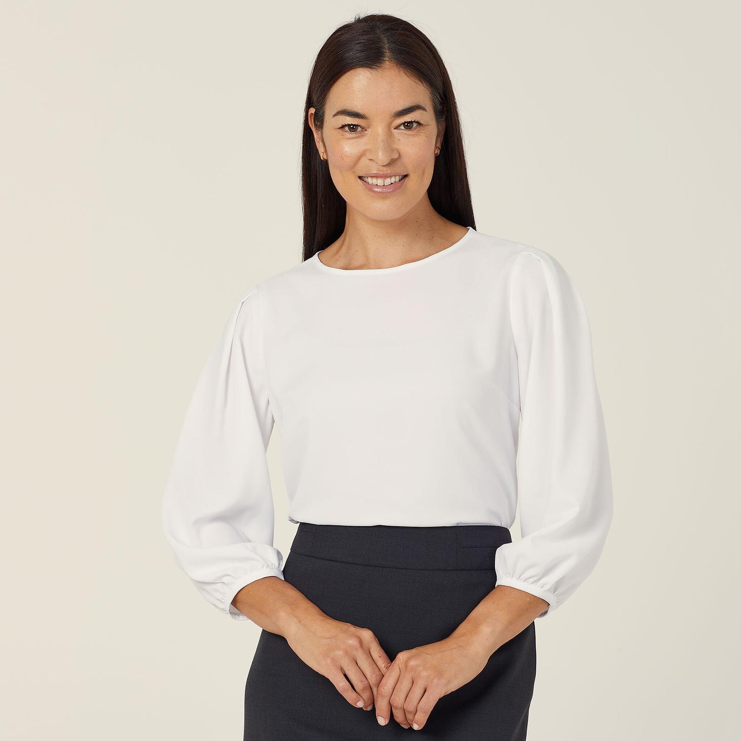 CATUPM-FRENCH GEORGETTE 3/4 SLEEVE TOP