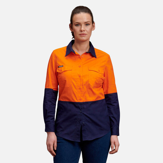 K44543-Workcool 2 Women's Hi Vis Spliced Shirt L/S