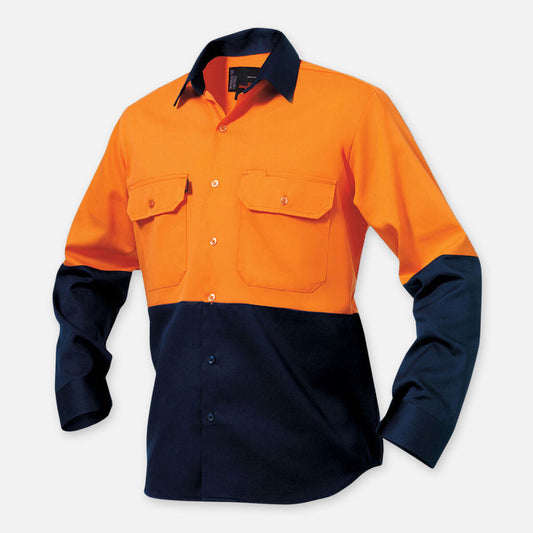 K54015-Hi-Vis Spliced Drill Shirt L/S