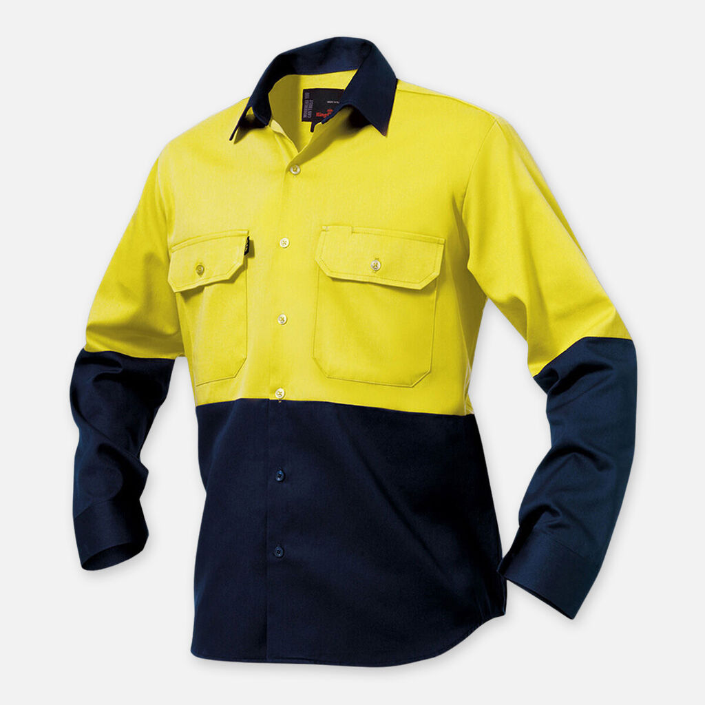 K54015-Hi-Vis Spliced Drill Shirt L/S