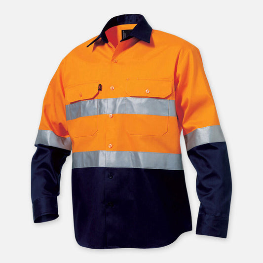 K54315-Hi-Vis Reflective Spliced Drill Shirt L/S