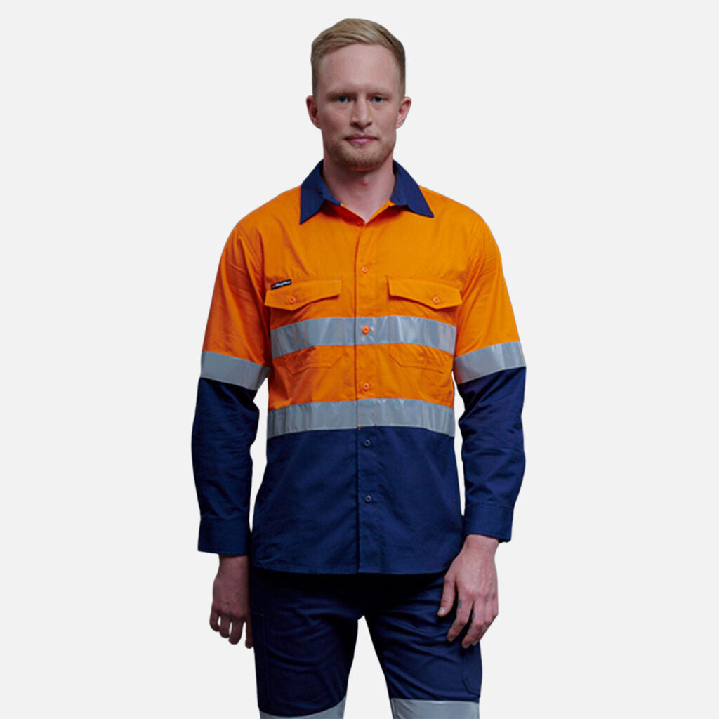 K54880-Workcool 2 Hi-Vis Reflective Spliced Shirt L/S