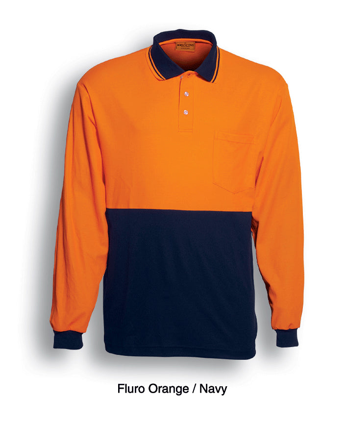 SP0536-Hi-Vis Polyface/Cotton Back Polo -L/S