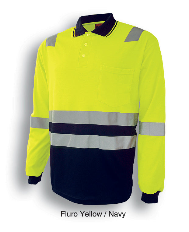 SP0537-Hi-Vis Polyface/Cotton Back Polo With Tape -L/S