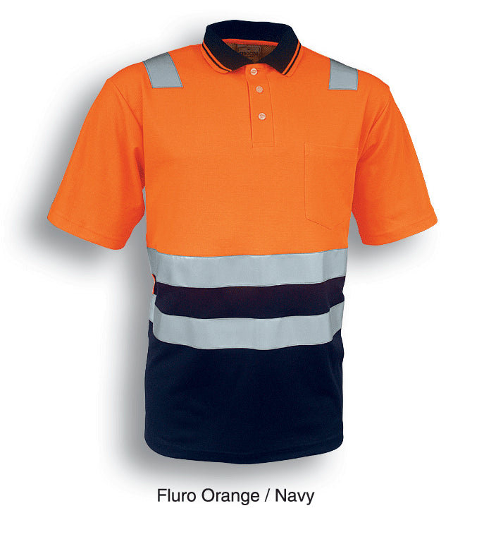 SP0539-Hi-Vis Polyface/Cotton Back Polo With Tape -S/S