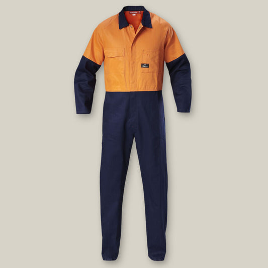 Y00270-HI-VIS 2TONE COTTON DRILL COVERALL