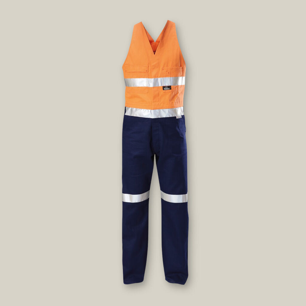 Y01055-HI-VIS 2TONE ACTION BACK COTTON TAPED OVERALL