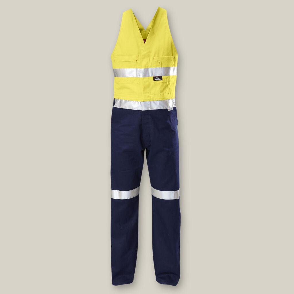 Y01055-HI-VIS 2TONE ACTION BACK COTTON TAPED OVERALL