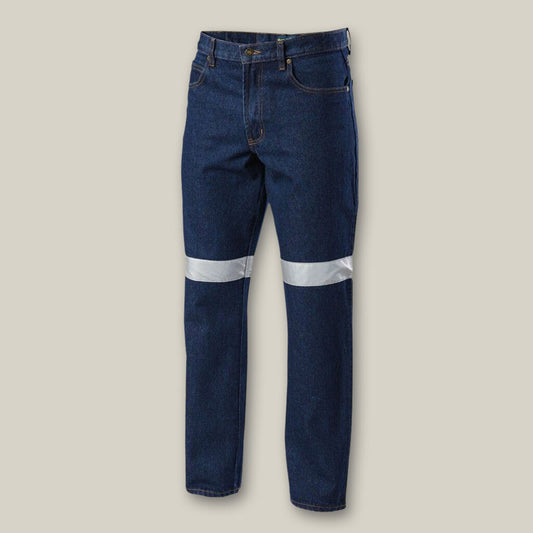 Y03513-ENZYME WASHED STRAIGHT LEG TAPED DENIM JEANS