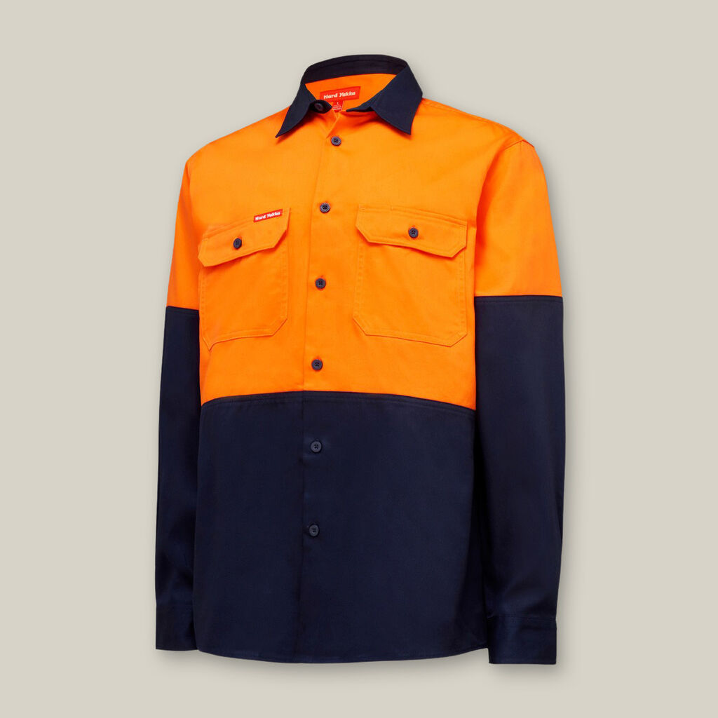 Y04605-CORE HI-VIS LONG SLEEVE HEAVYWEIGHT COTTON DRILL SHIRT