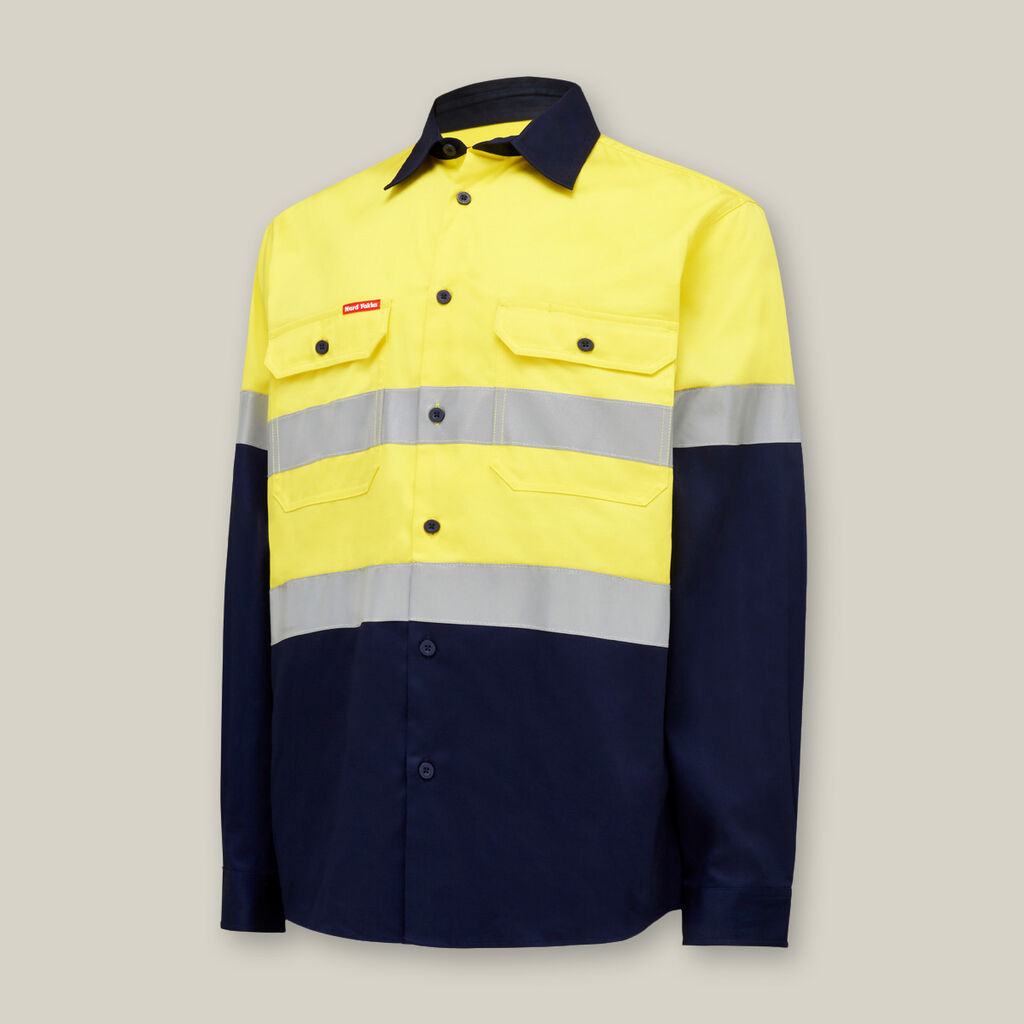 Y04615-CORE HI-VIS LONG SLEEVE HEAVYWEIGHT CLOSED FRONT TAPED SHIRT