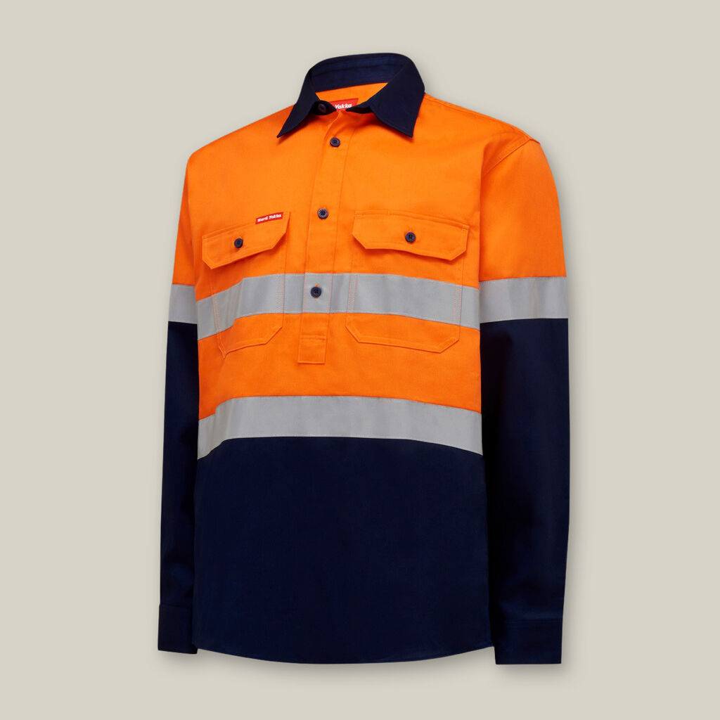 Y04615-CORE HI-VIS LONG SLEEVE HEAVYWEIGHT CLOSED FRONT TAPED SHIRT