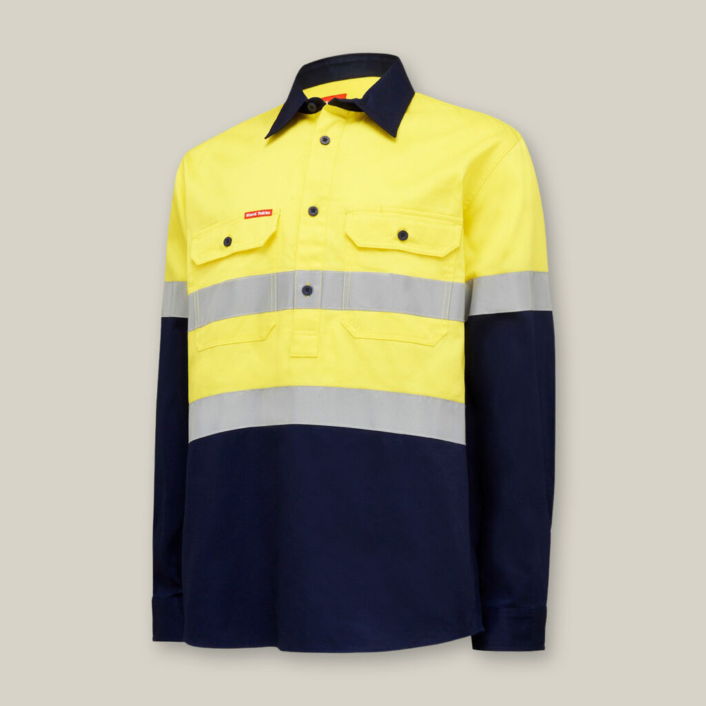 Y04615-CORE HI-VIS LONG SLEEVE HEAVYWEIGHT CLOSED FRONT TAPED SHIRT