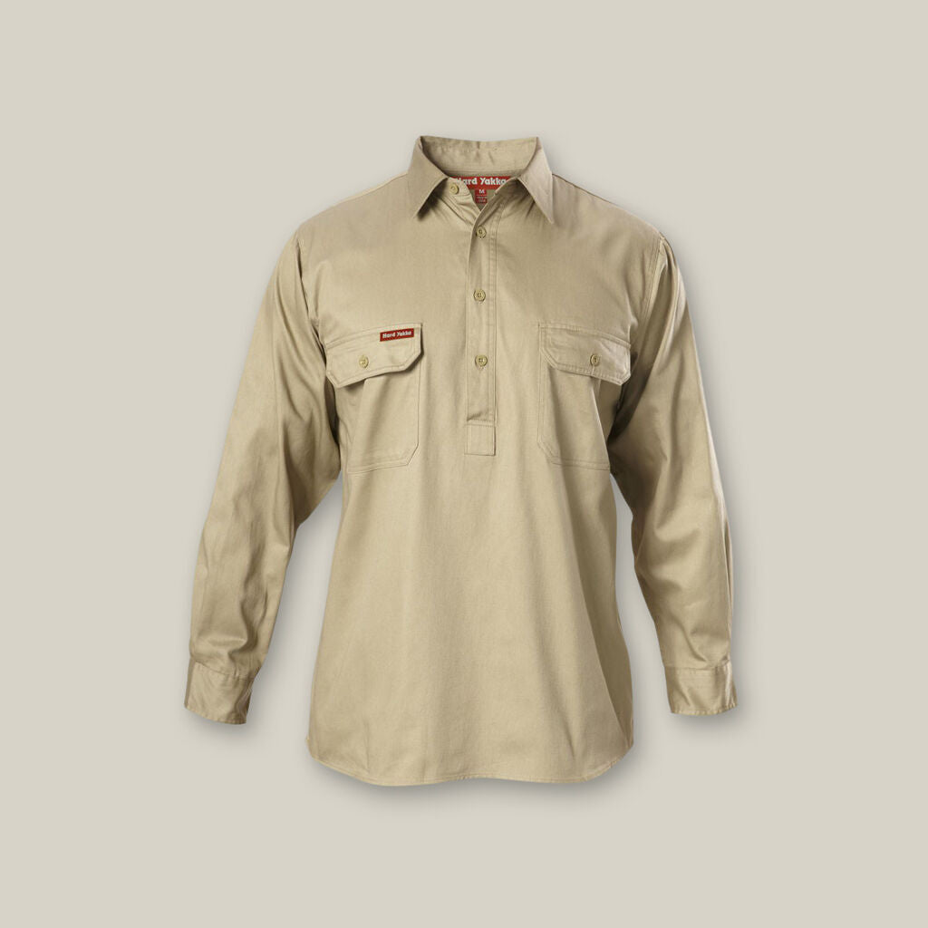 Y07530-LONG SLEEVE CLOSED FRONT COTTON DRILL WORK SHIRT