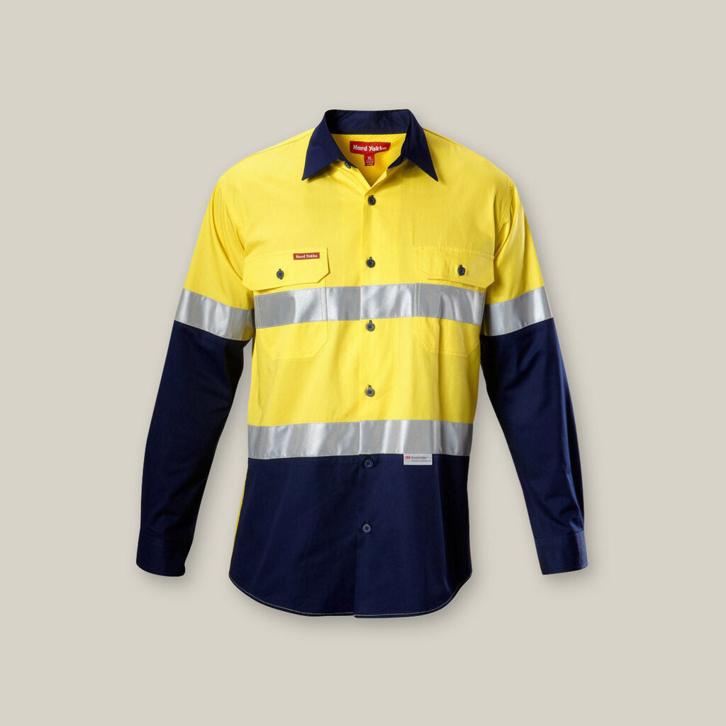 Y07978-KOOLGEAR HI-VIS 2 TONE VENTED TAPED LONG SLEEVE COTTON SHIRT