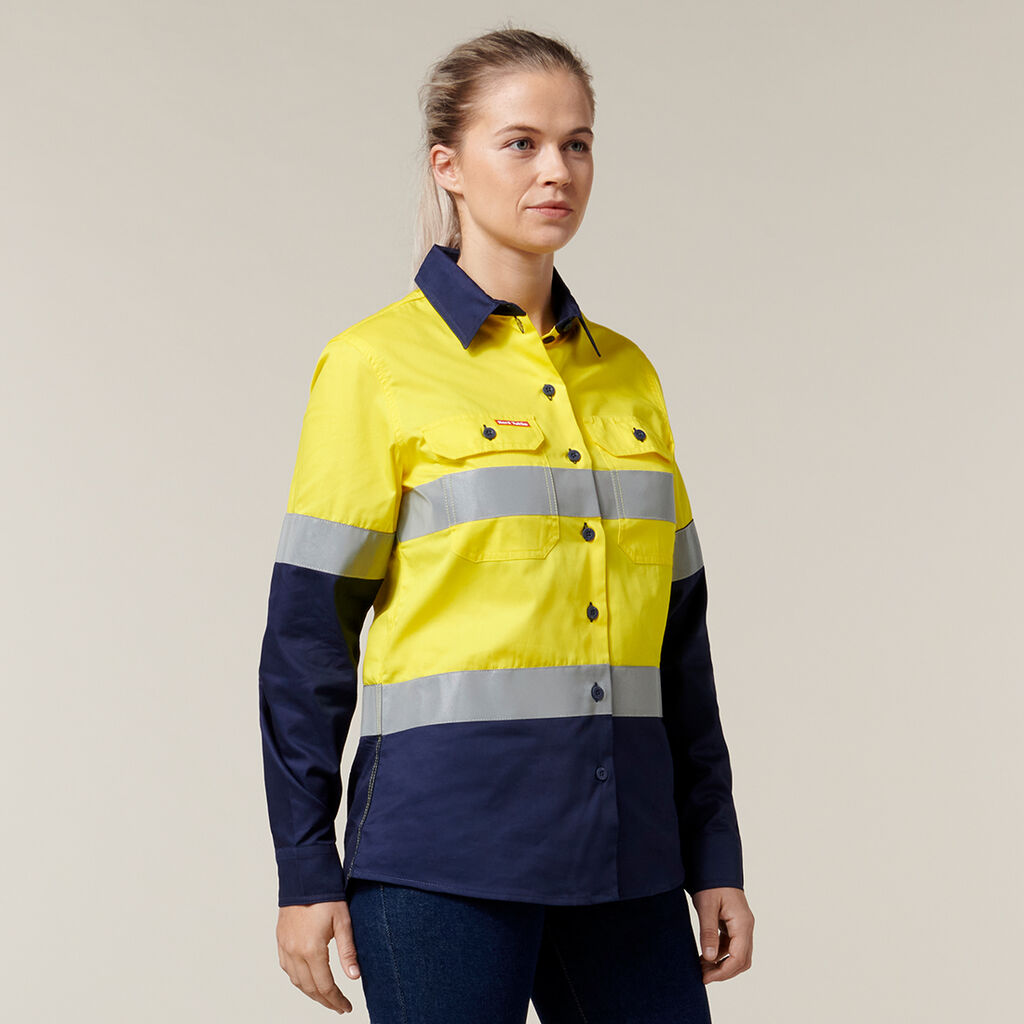 Y08805-WOMEN'S HI-VIS LIGHTWEIGHT 2 TONE TAPED LONG SLEEVE SHIR