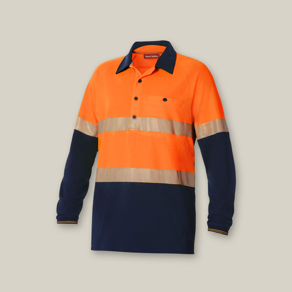 Y11379-KOOLGEAR HI-VIS 2 TONE TAPED VENTED LONG SLEEVE POLO