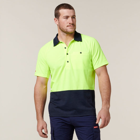 Y11396-KOOLGEAR HI-VIS 2 TONE VENTED SHORT SLEEVE POLO