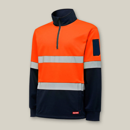 Y19270-HI-VIS 2 TONE 1/4 ZIP BRUSHED TAPED FLEECE JUMPER