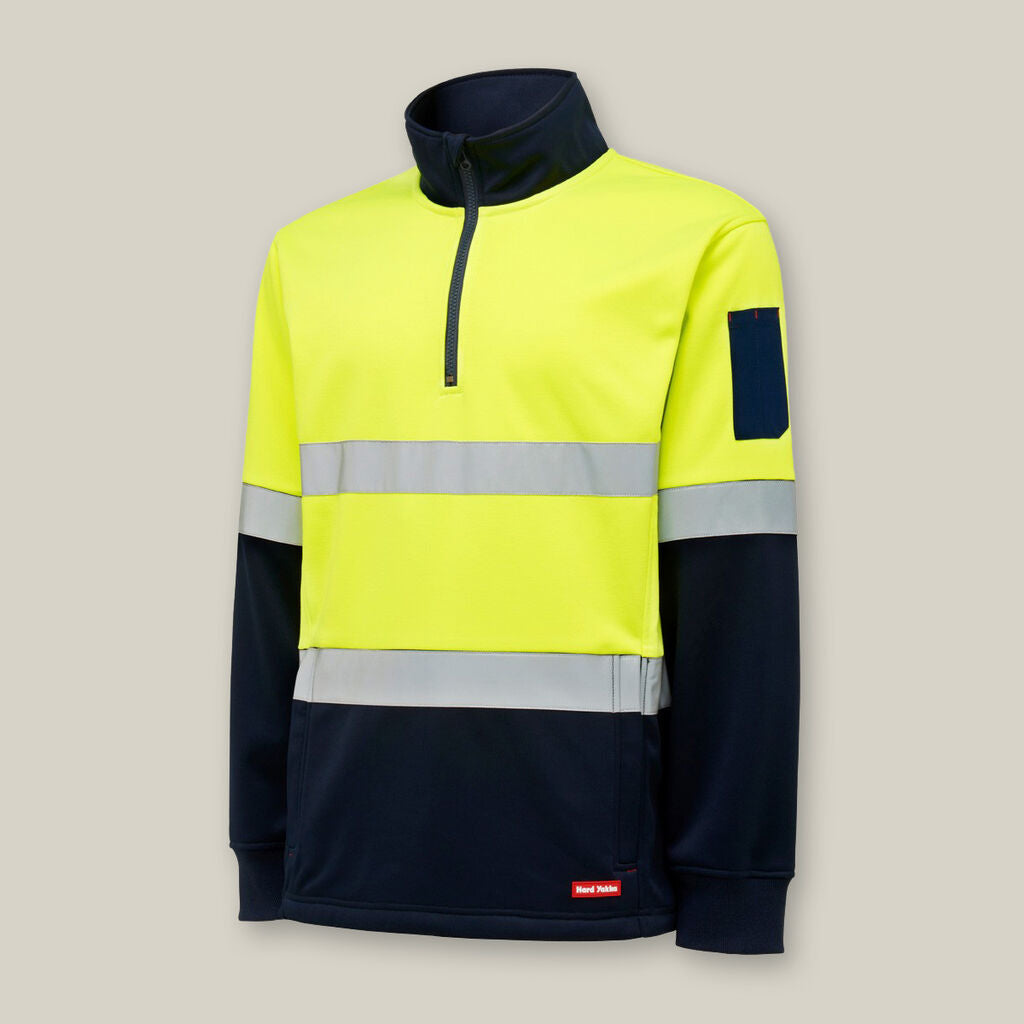 Y19270-HI-VIS 2 TONE 1/4 ZIP BRUSHED TAPED FLEECE JUMPER