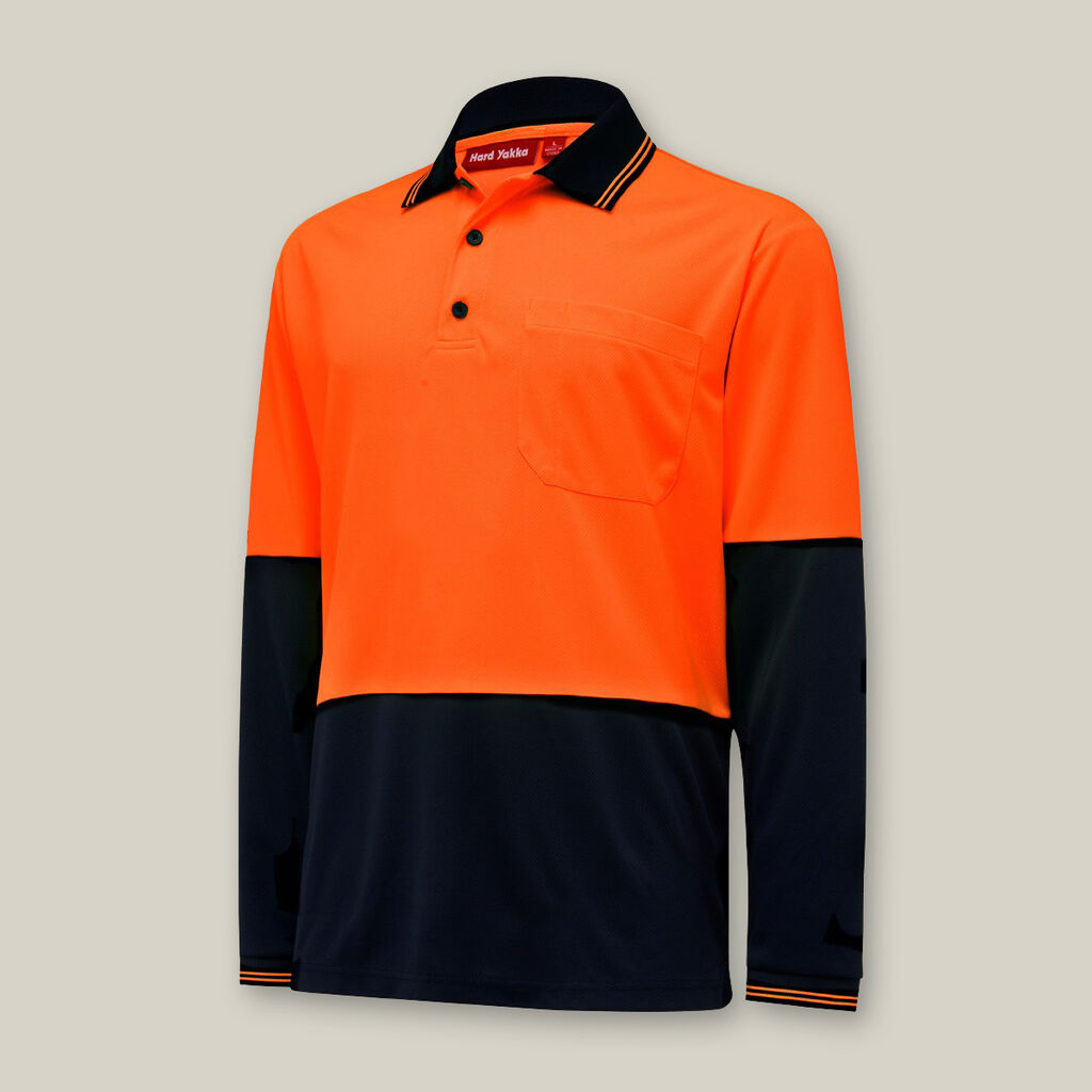 Y19610-CORE 2 TONE HI-VIS LONG SLEEVE POLO