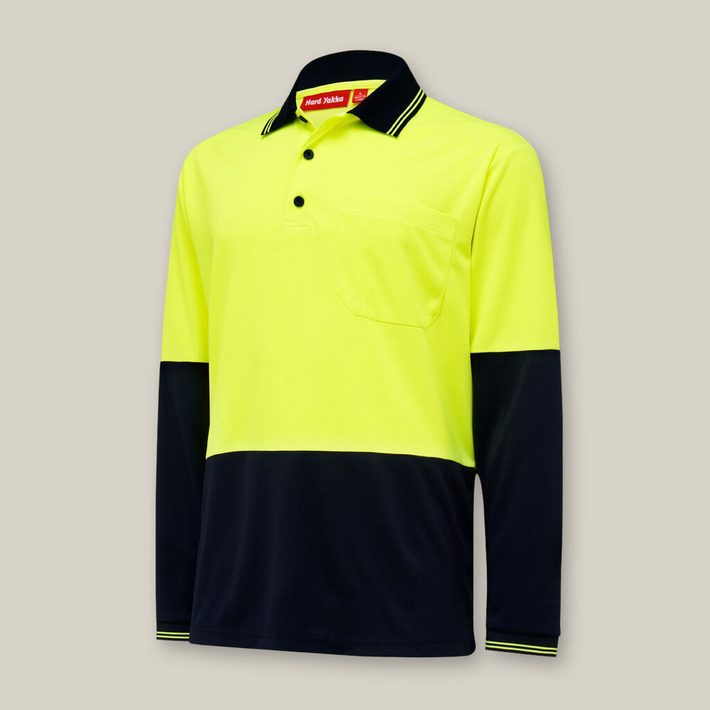 Y19610-CORE 2 TONE HI-VIS LONG SLEEVE POLO